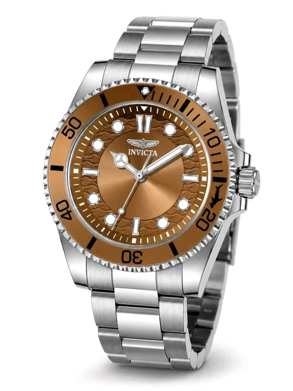 Invicta Men's Stainless Steel Watch with Copper Dial and Bezel